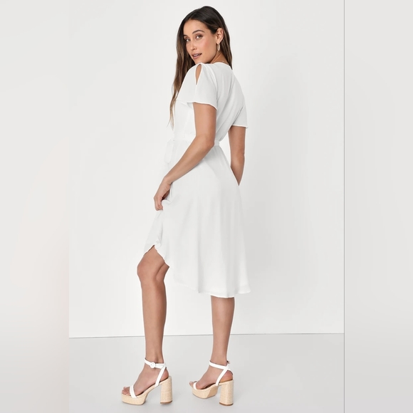 Lulus Rise to the Occasion White Midi Wrap Dress - Picture 4 of 4